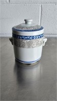 24 WHITE JADE PORCELAIN LIDDED POTS WHITE / BLUE