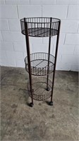 BROWN METAL ROUND 3 TIER DRY DISPLAY STAND