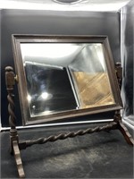 ANTIQUE OAK BARLEY TWIST SWIVEL MIRROR