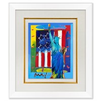 Peter Max, "Full Liberty with Flag" Framed One-of-