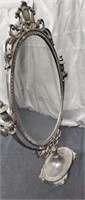 Antique Pewter Powder Mirror