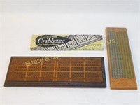 3 Wooden Cribbage Boards-1 w/ Original Box