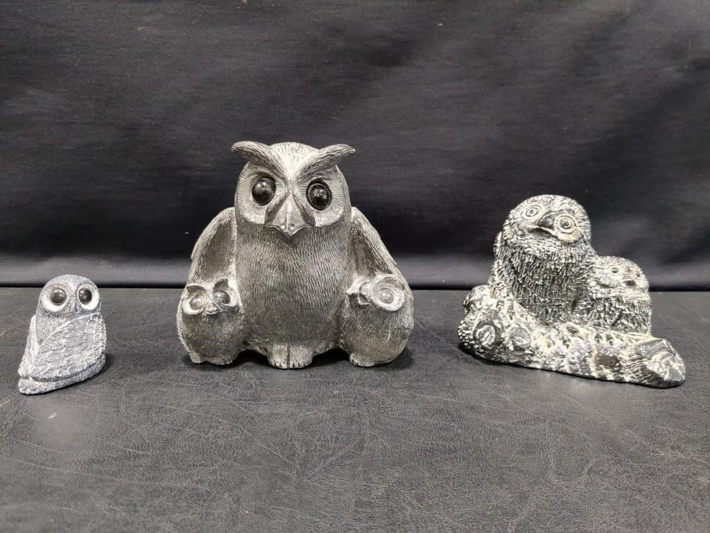 Wolf Original Owl Soapstone sculptures
