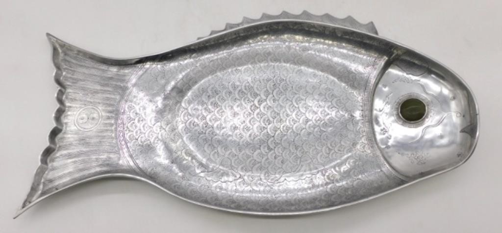Arthur Court Green Agate Eye Fish Platter.
