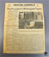 Houston Chronicle Newspaper Watergate Tapes 1974
