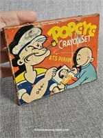 Vintage Popey Crayons Tin