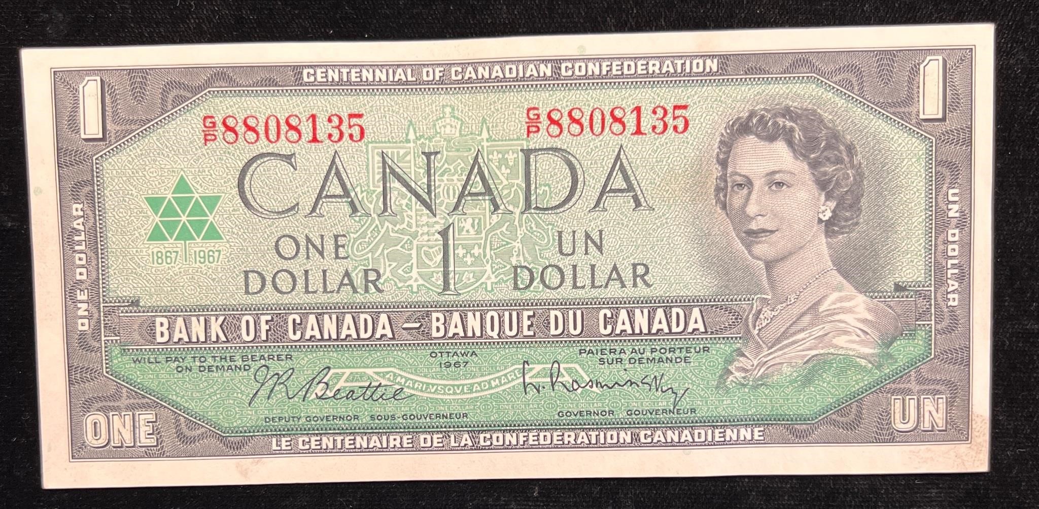 1967 Uncirculated 1 Dollar Bank of Canada Note