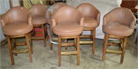 Leather seat bar stools - 6, chocolate brown