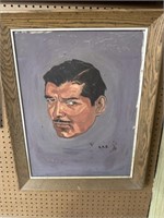 Vintage Clark Gable painting artist signed 22x28