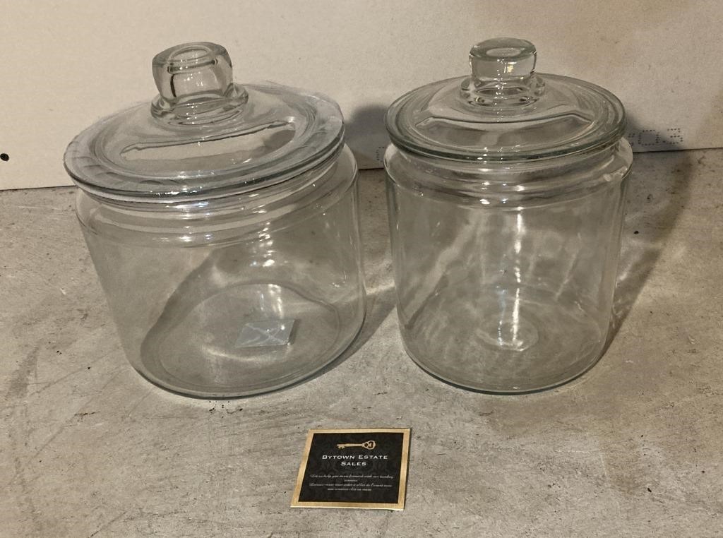 2 Large Glass Canisters, One Unopened