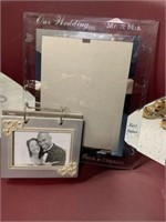 WEDDING FRAME (STAND NEEDS TLC) AND PHOTO ALBUM