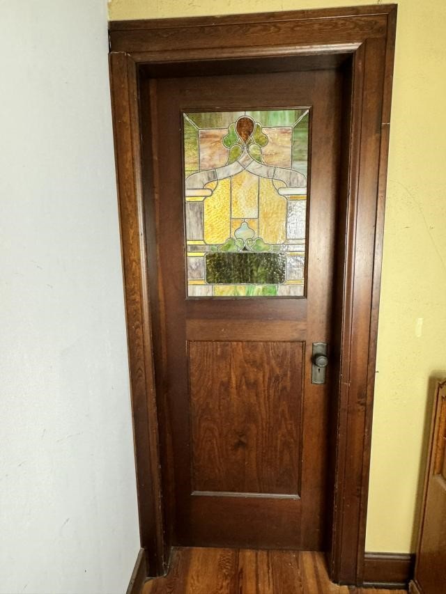 Vintage Wooden Door w/Stained Glass Inlay 83 1/2x2