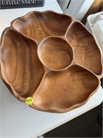 WOODEN DIVIDED SERVING DISH & CUP