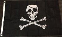 (N) Jolly Roger Pirate Flag Embroidered Nylon 3 x