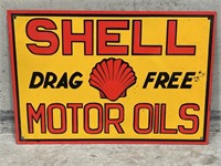 SHELL MOTOR OILS DRAG FREE Enamel Sign - 430 x