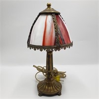 10" Red & White FarberGlass Table Lamp