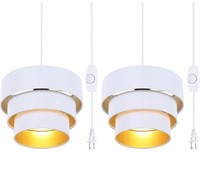2 Pack Plug in Pendant Light, Hanging Lamp with