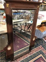 Antique dresser mirror with hand painted
