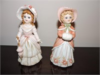 Pair of Enesco Porcelain Victorian Figurines