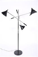 Modern Chrome and Black Three-Arm Floor Lamp