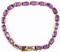 Jewelry 10kt Yellow Gold Amethyst Tennis Bracelet