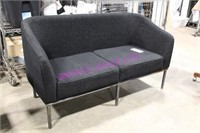 1X, 62"X28" BLACK FABRIC COUCH W/ METAL FRAME
