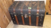VINTAGE TIN COVERED TRUNK 34 x 19 x 24