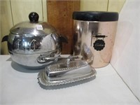 Chrome Penguin Ice Bucket & Metal Cookie Jar