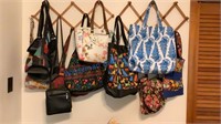 PURSES, TOTES AND BAGS AND RACK