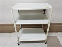 White Metal Serving Cart w/Working Outlet