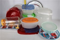 Lot of PLastic Serving Pieces & Containers