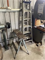 Fold Out Work Station and 2 x Aluminium Ladders