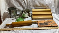 Rolling pin, sifter, strainer, misc