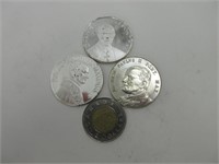 3 pièces de monnaie émis lors de la visite du
