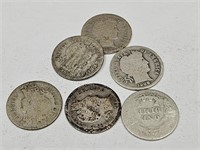 6-1908 S Barber Silver Dimes