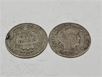 2-1910 D Barber Silver Dimes