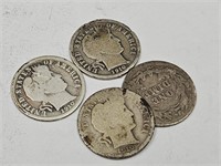 4-1910 S Barber Silver Dimes