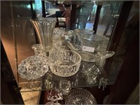 LOT OF MISC. GLASS- VASES, BOWLS, CELERY DISH