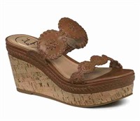 Jack Rogers Women's 7.5 Leigh Strap Heel - Cognac