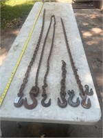 Assorted chains and hooks