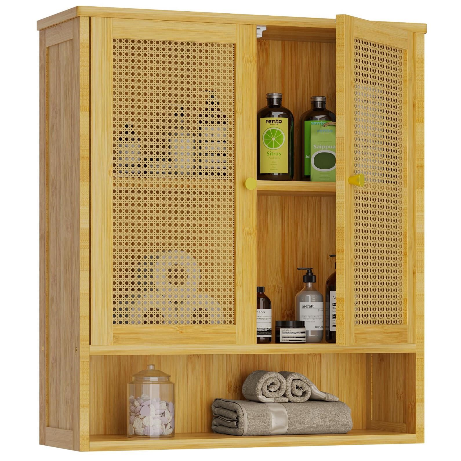 TRIFEBLE Bathroom Wall Cabinet, Bamboo Medicine Ca