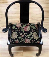 BLACK IMPERIAL STYLE CHINESE CHAIR UPHOLSTERED