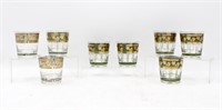 (8) Vintage Cera Roman Green Glassware Set