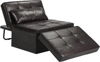 Saemoza Leather Sleeper Sofa Bed, Brown