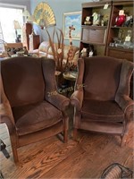 2 Brown And Plaid Chairs