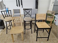 Chairs. Set of 8 bar style chairs. Different