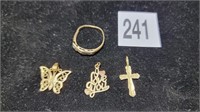 14k gold charms and ring 1.9dwt