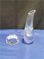 Baccarat crystal bud vase & small dish