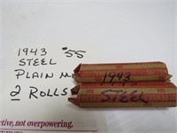 1943 Plain Mint Steel Pennies - 2 Rolls