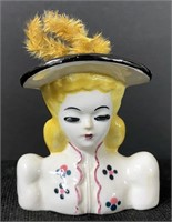 Vtg Mini Lady Head Vase - Japan